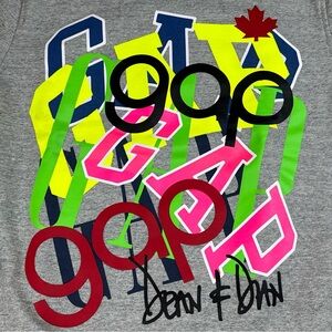 Gap DSQUARED2 Gray Sweatshirt with Neon Accents Medium